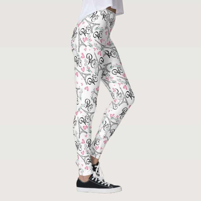 estampado integral de parís con notas musicales leggings (Höger)