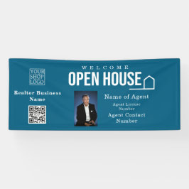 Estate Open House Logo Photo Blue