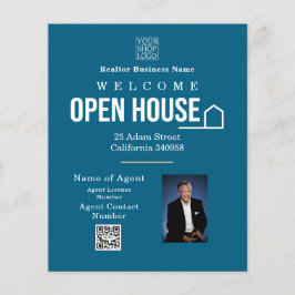 Estate Open House Logo Photo Blue Flygblad