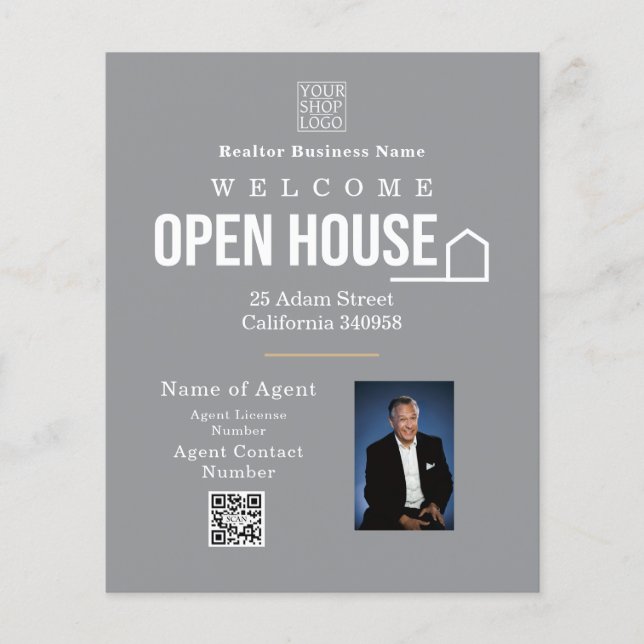 Estate Open House Logo Photo Grey Flygblad (Framsidan)