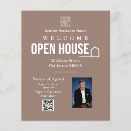 Estate Open House Logo Photo Light Brown Flygblad