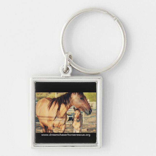 Estelle & förmörkelse fyrkantig silverfärgad nyckelring (Framsidan)