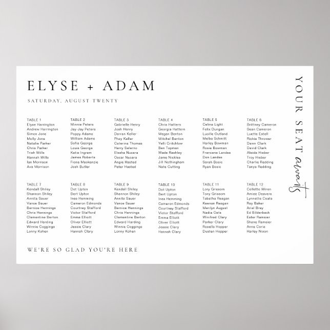 Estelle Modern Minimal 12 Bord säten Poster (Framsidan)