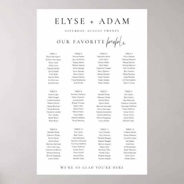 Estelle Modern Minimal 12 Bord säten Poster (Framsidan)