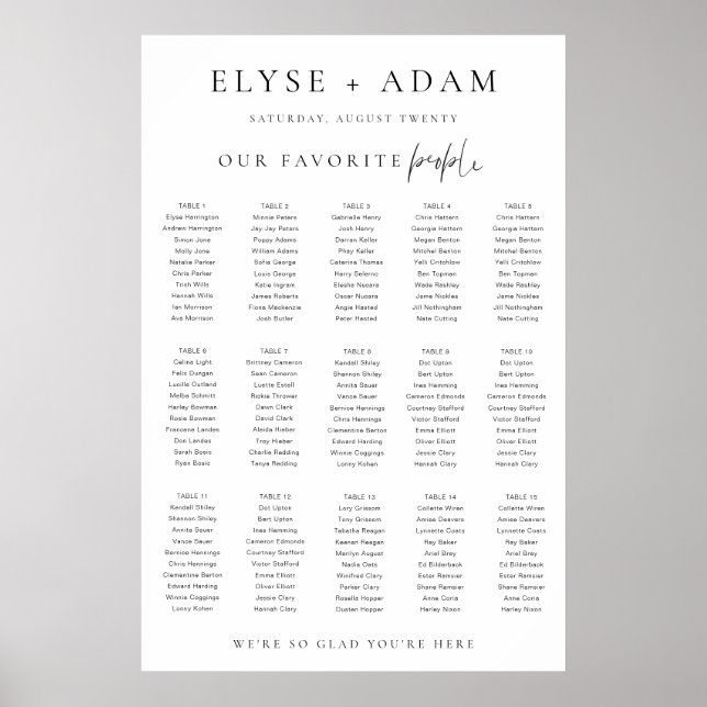 Estelle Modern Minimal 15 Bord säten Poster (Framsidan)