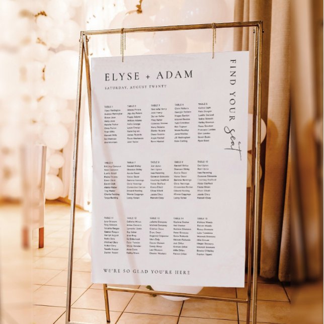 Estelle Modern Minimal 15 Bord säten Poster (Estelle 15 table seating Chart)
