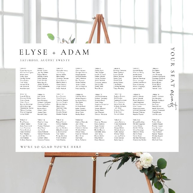 Estelle Modern Minimal 24 Bord säten Poster (Estelle Your Seat Awaits 24 Table Seating Chart )