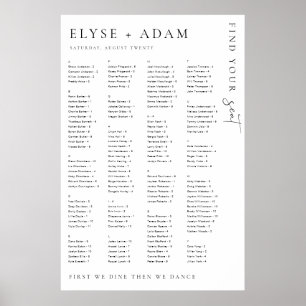 Estelle Modern Minimal Alfabetisk sittning Poster