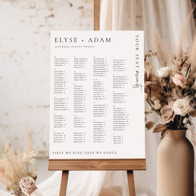 Estelle Modern Minimal Alfabetisk sittning Poster (Skapare uppladdad)