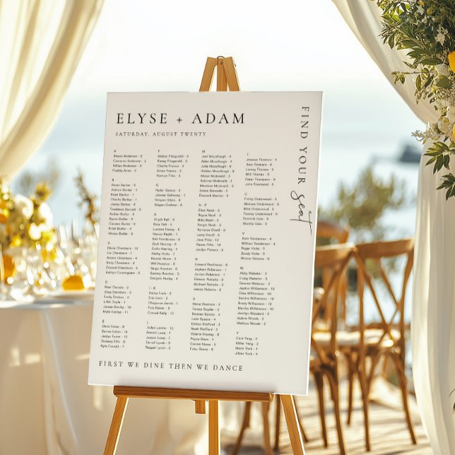 Estelle Modern Minimal Alfabetisk Sittplatsposter Poster (Skapare uppladdad)