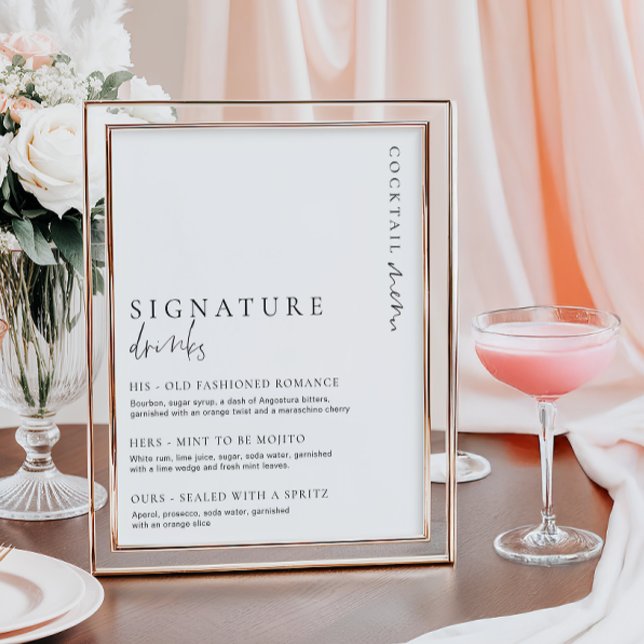 Estelle Modern Minimal Namnteckning Drinks-tecken Poster (Skapare uppladdad)