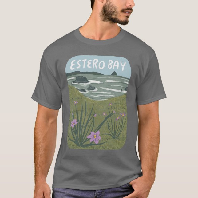 Estero Bay Central California Illustration Beach T T Shirt (Framsida)