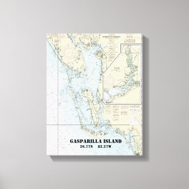 Estero Bay till Lemon Bay Nautical Chart 11426 Canvastryck (Framsida)