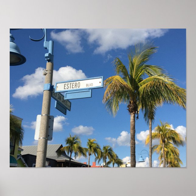Estero Blvd Fort Myers Beach Street Sign Photo Poster (Framsidan)