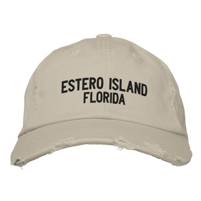 Estero Island, Florida Embroiderade Cap Broderad Keps (Framsida)