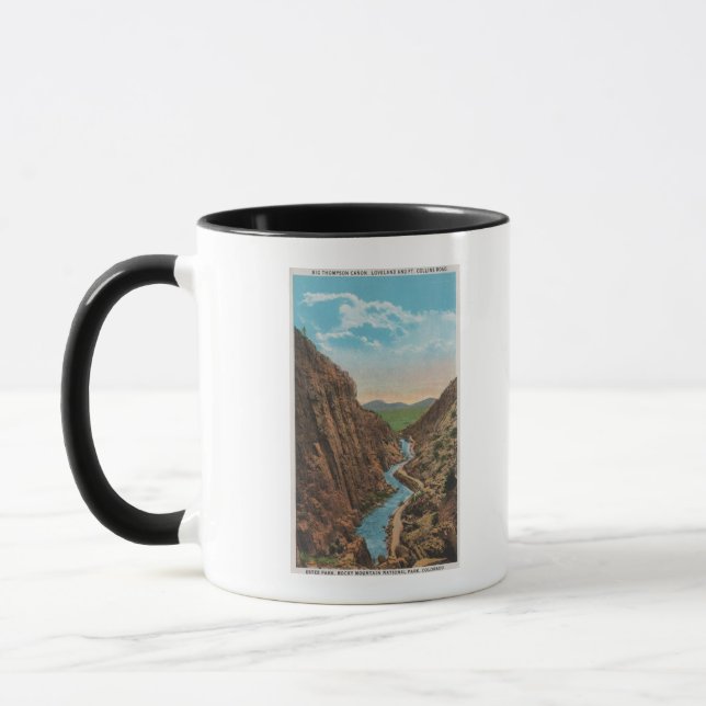 Estes Park, CO - View of Big Thompson Canon Mugg (Vänster)