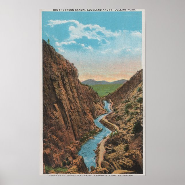 Estes Park, CO - View of Big Thompson Canon Poster (Framsidan)