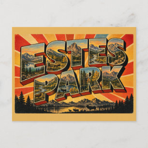 Estes Park Colorado Alpin sjö dal konst Vykort