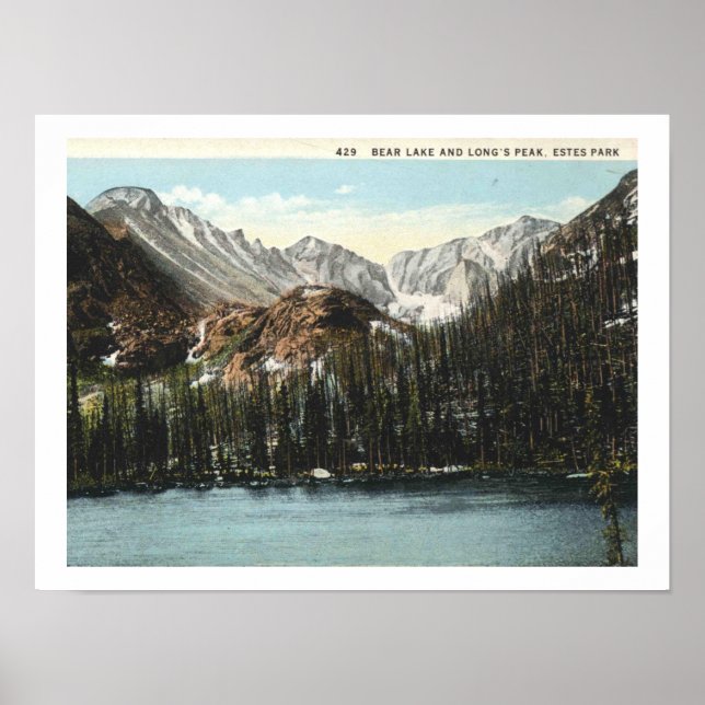 Estes Park, Colorado, Bear Sjö, Long's Peak Poster (Framsidan)