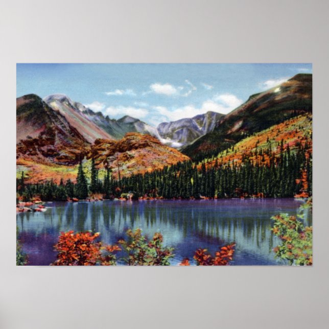 Estes Park Colorado Bear Sjö och Long's Peak Poster (Framsidan)