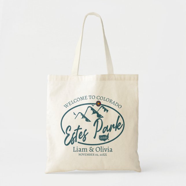 Estes Park Colorado Bröllop Welcome Tote Bag Tygkasse (Framsidan)