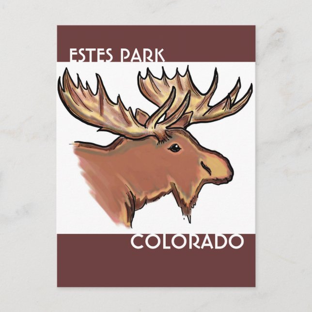 Estes Park Colorado brun älg vykort (Framsida)