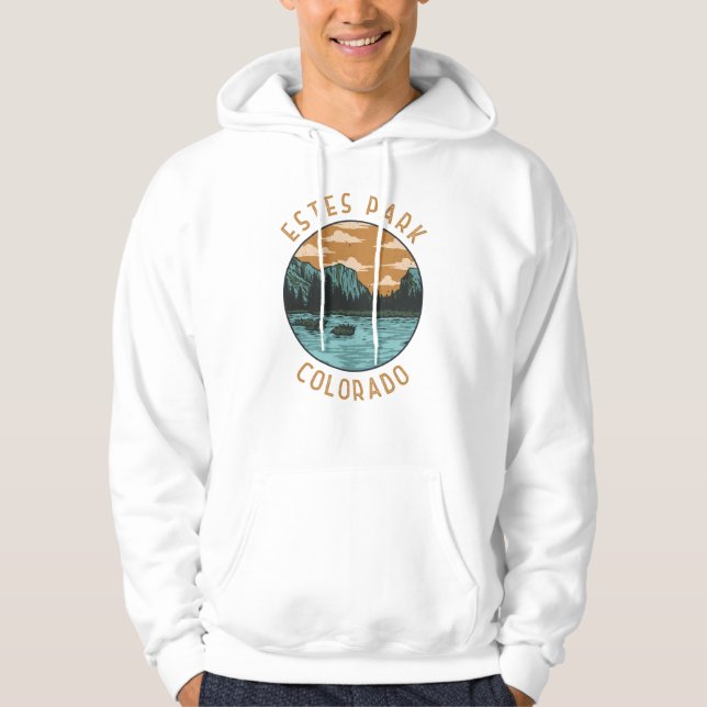 Estes Park Colorado Distress Circle Hoodie (Framsida)