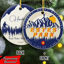 Estes Park Colorado Flagga Mountains Hiking Souven Julgransprydnad Keramik