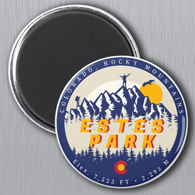 Estes Park Colorado Flagga Mountains Hiking Souven Magnet (Skapare uppladdad)