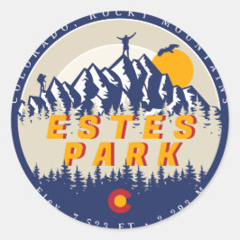 Estes Park Colorado Flagga Mountains Hiking Souven Runt Klistermärke