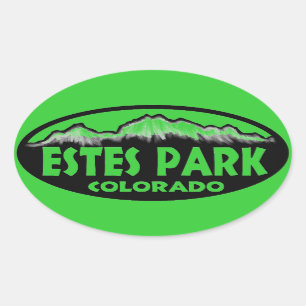 Estes Park Colorado grönt oval-klistermärken Ovalt Klistermärke