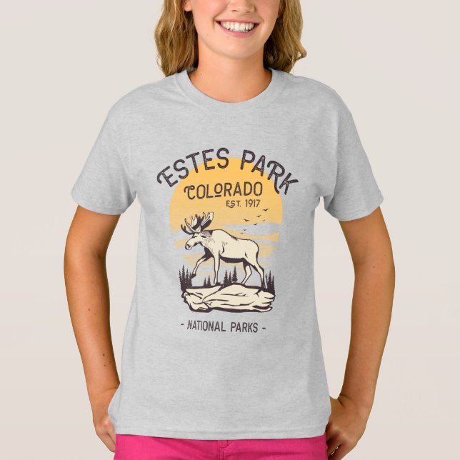 Estes Park Colorado nationalpark Moose Sunset T Shirt (Framsida)