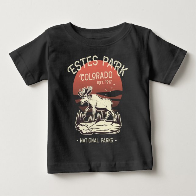 Estes Park Colorado nationalpark Moose Sunset T Shirt (Framsida)