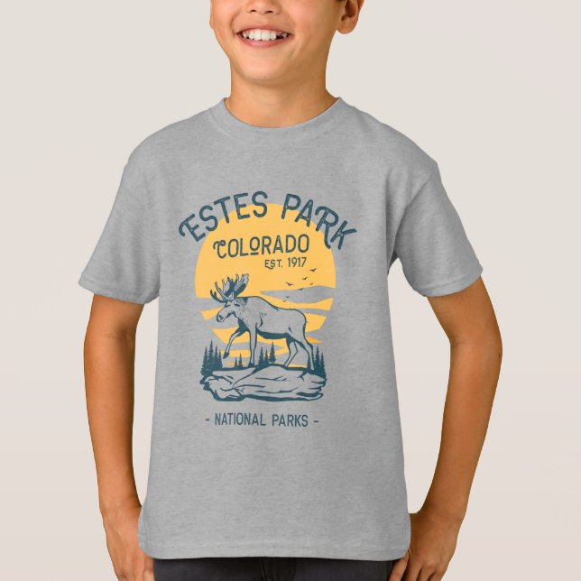 Estes Park Colorado nationalpark Moose Sunset T Shirt (Framsida)