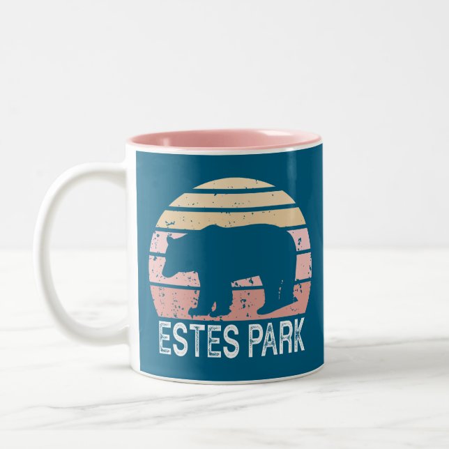 Estes Park Colorado Retro Bear Två-Tonad Mugg (Vänster)