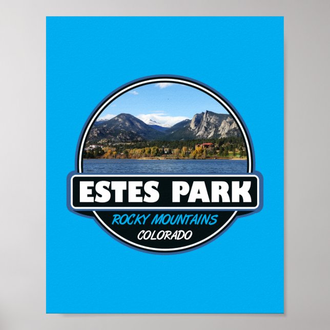 Estes Park Colorado Travel Art Emblem Poster (Framsidan)