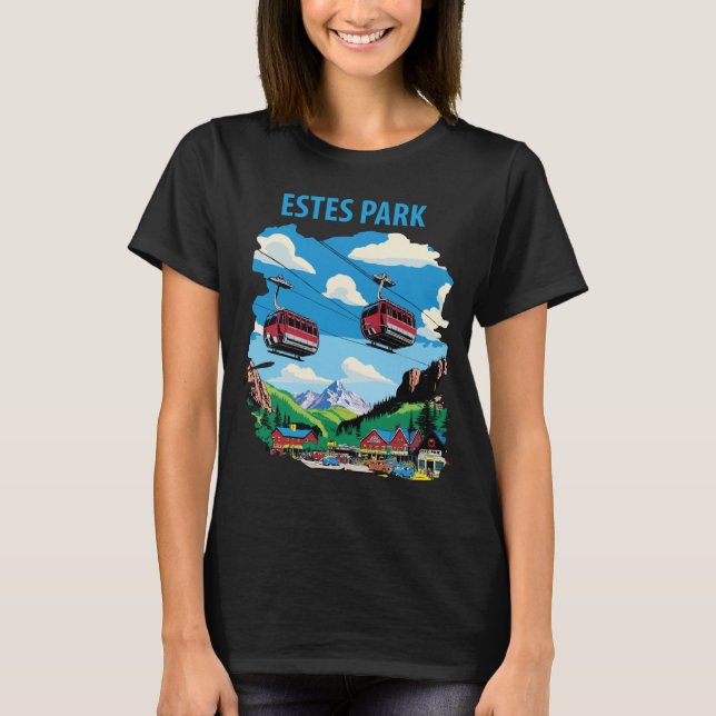 Estes Park Gondola Mountain Blue Reseskjorta T Shirt (Framsida)