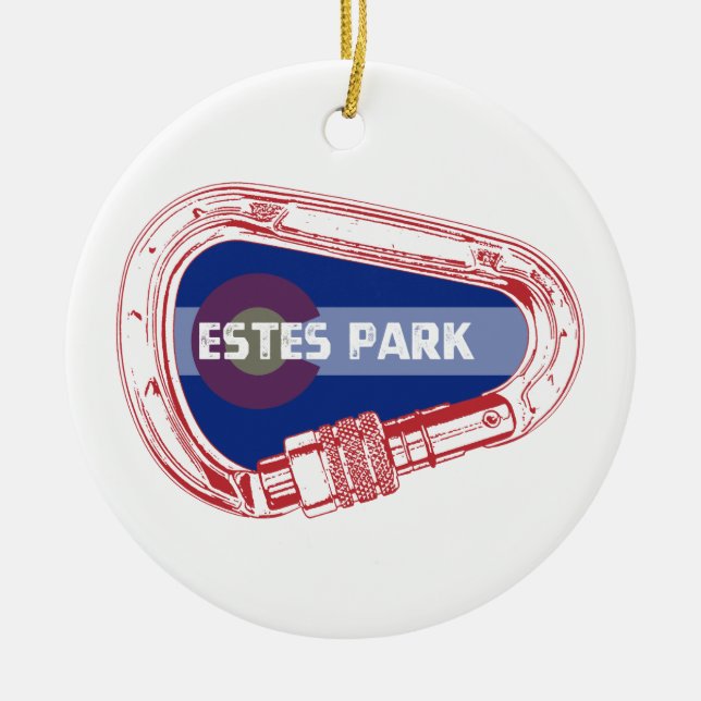 Estes Park klättrande Carabiner Julgransprydnad Keramik (Framsidan)