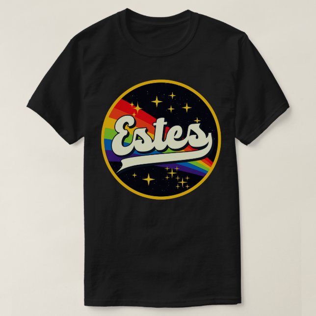 Estes Rainbow in Space Vintage Stil T Shirt (Design framsida)