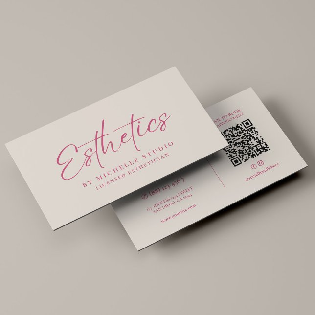 Estetiker Elegant Rosa Sand Monogram Visitkort (Esthetician Elegant Pink Sand Monogram Business Card
)