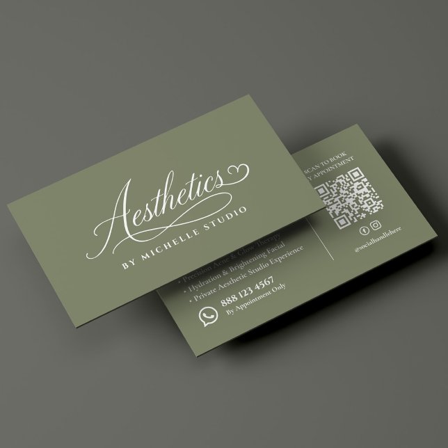 Estetiker Elegant Skönhetsterapeut Sage Aesthetics Visitkort (Esthetician Elegant Beautician Sage Aesthetics Business Card
)