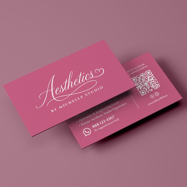 Estetiker Lyxmanus Skript Estetik Rosa Visitkort (Esthetician Luxury Script Aesthetics Pink Business Card
)