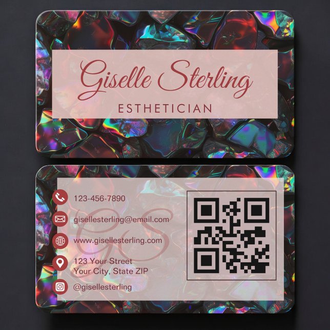 Estetiker Opal Black QR-kod Visitkort (Skapare uppladdad)