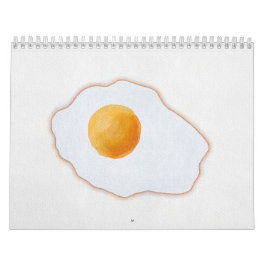 Estetisk akvarell stekt ägg minimalistisk konsttry kalender
