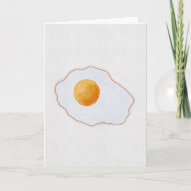 Estetisk akvarell stekt ägg minimalistisk konsttry kort (Framsida)