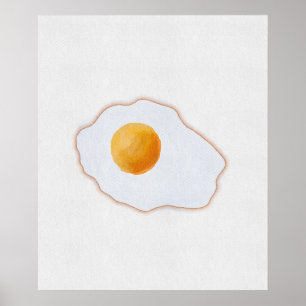 Estetisk akvarell stekt ägg minimalistisk konsttry poster