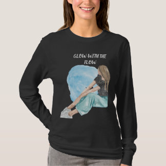Estetisk akvarellflicka Lysa Upp Med Flödet T Shirt