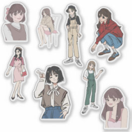 Estetisk Anime Flickas Outfit Vinyl Klistermärke S Klistermärken