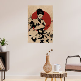 Estetisk Anime-Jokertaffla med spelkort Poster
