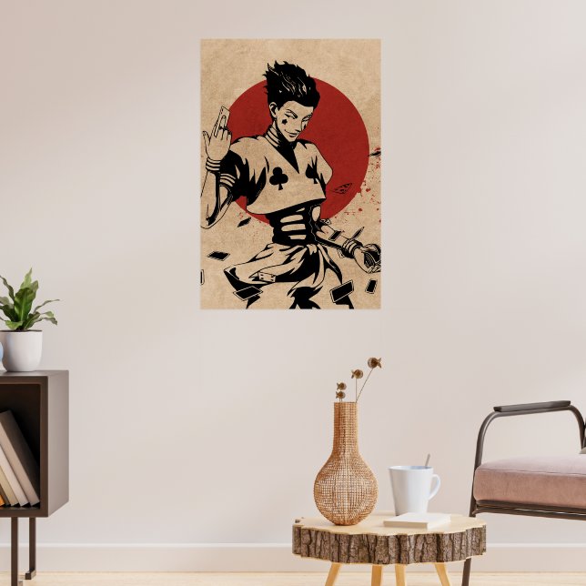 Estetisk Anime-Jokertaffla med spelkort Poster (Vardagsrum 3)